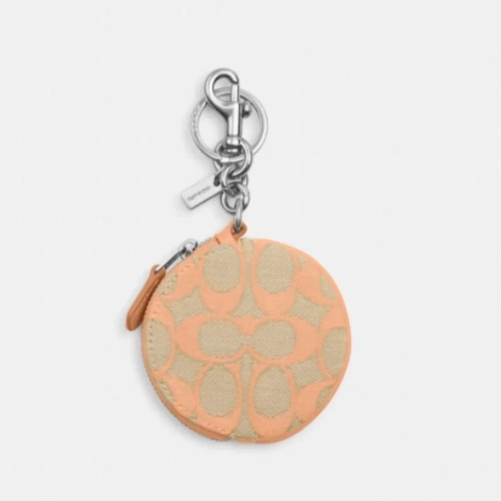Coach Circular Coin Pouch In Signature Jacquard NWT
